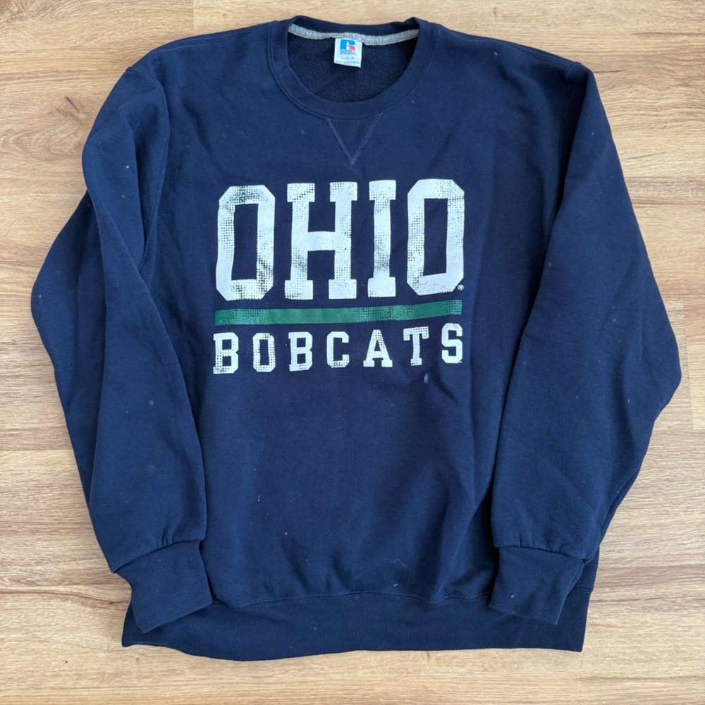 Russell Ohio Bobcats Athletic Navy Sweatshirt
